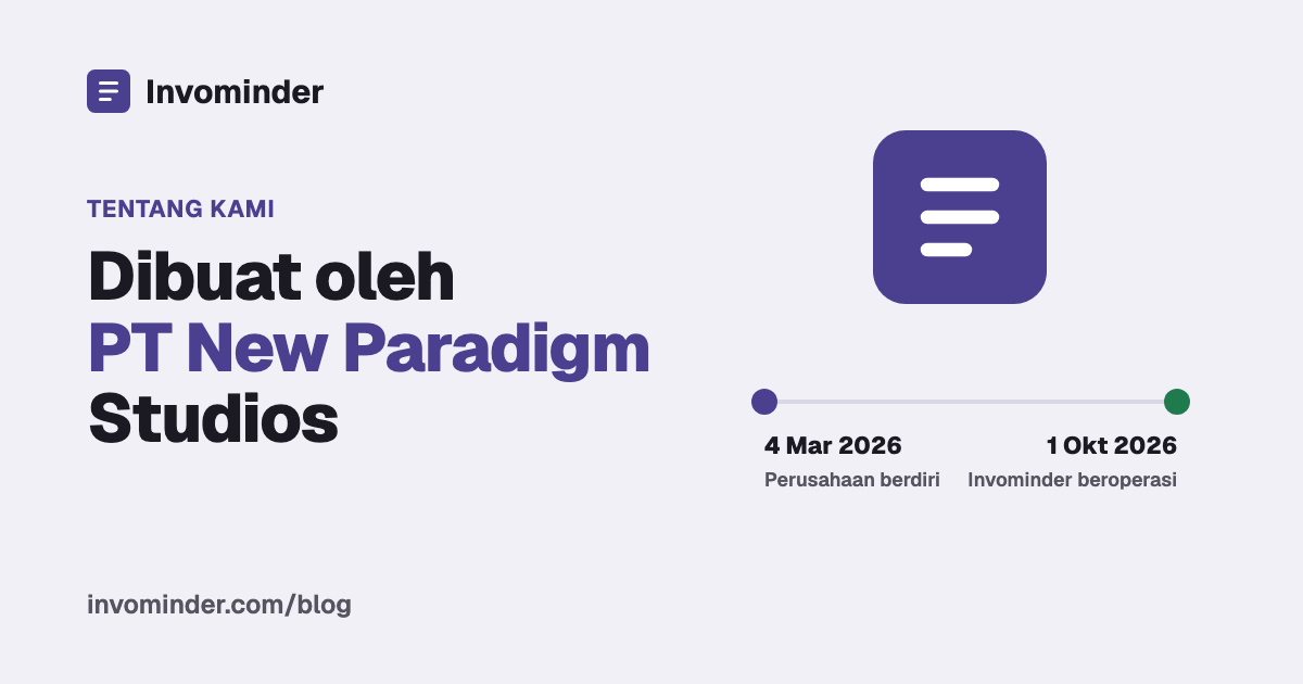Logo Invominder dengan tulisan Dibuat oleh PT New Paradigm Studios